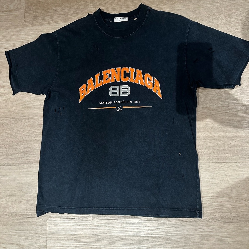 Balenciaga Graphic Tee in Black and Orange